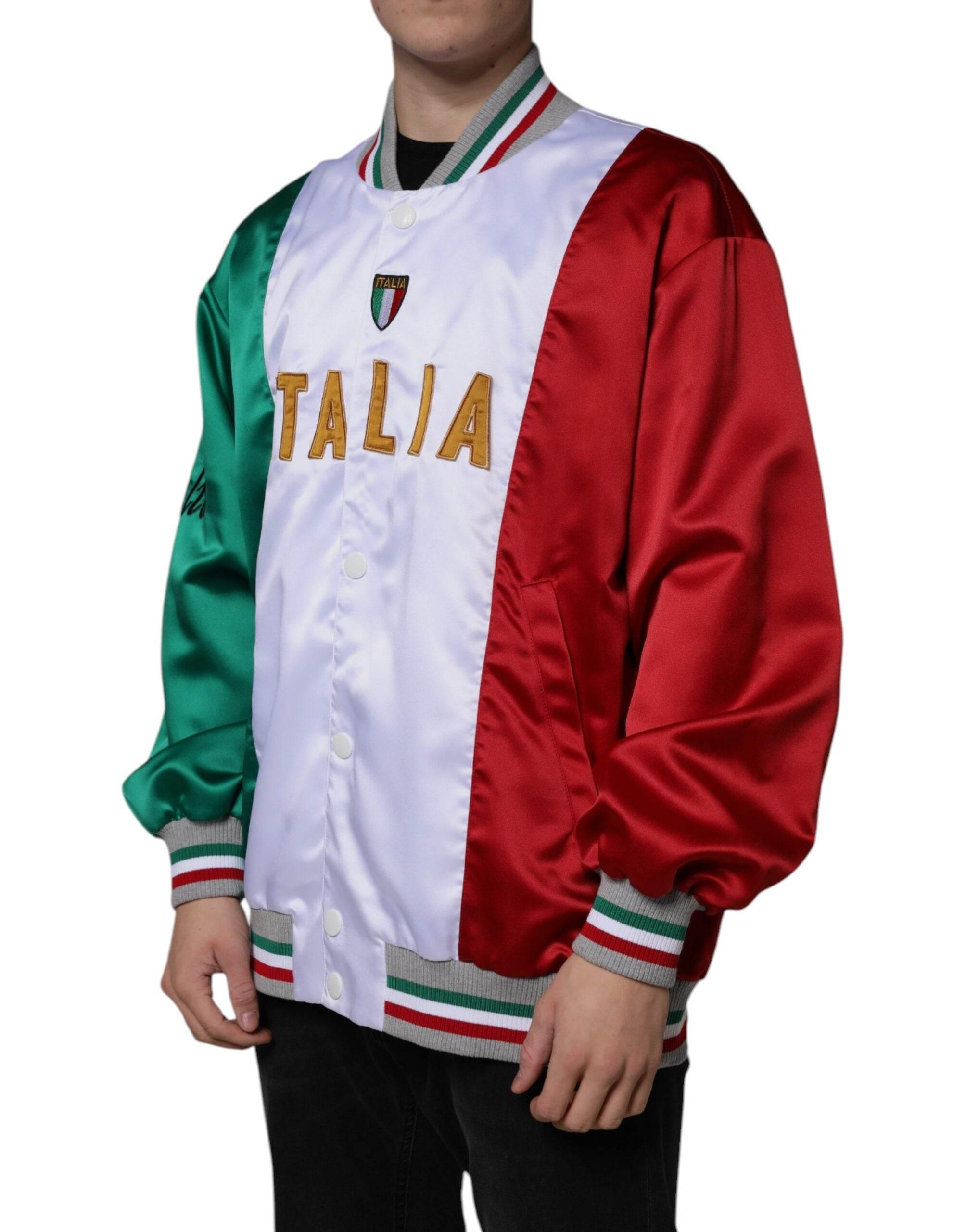 Dolce & Gabbana Multicolor Italia Button Down Bomber Jacket - Hilstor
