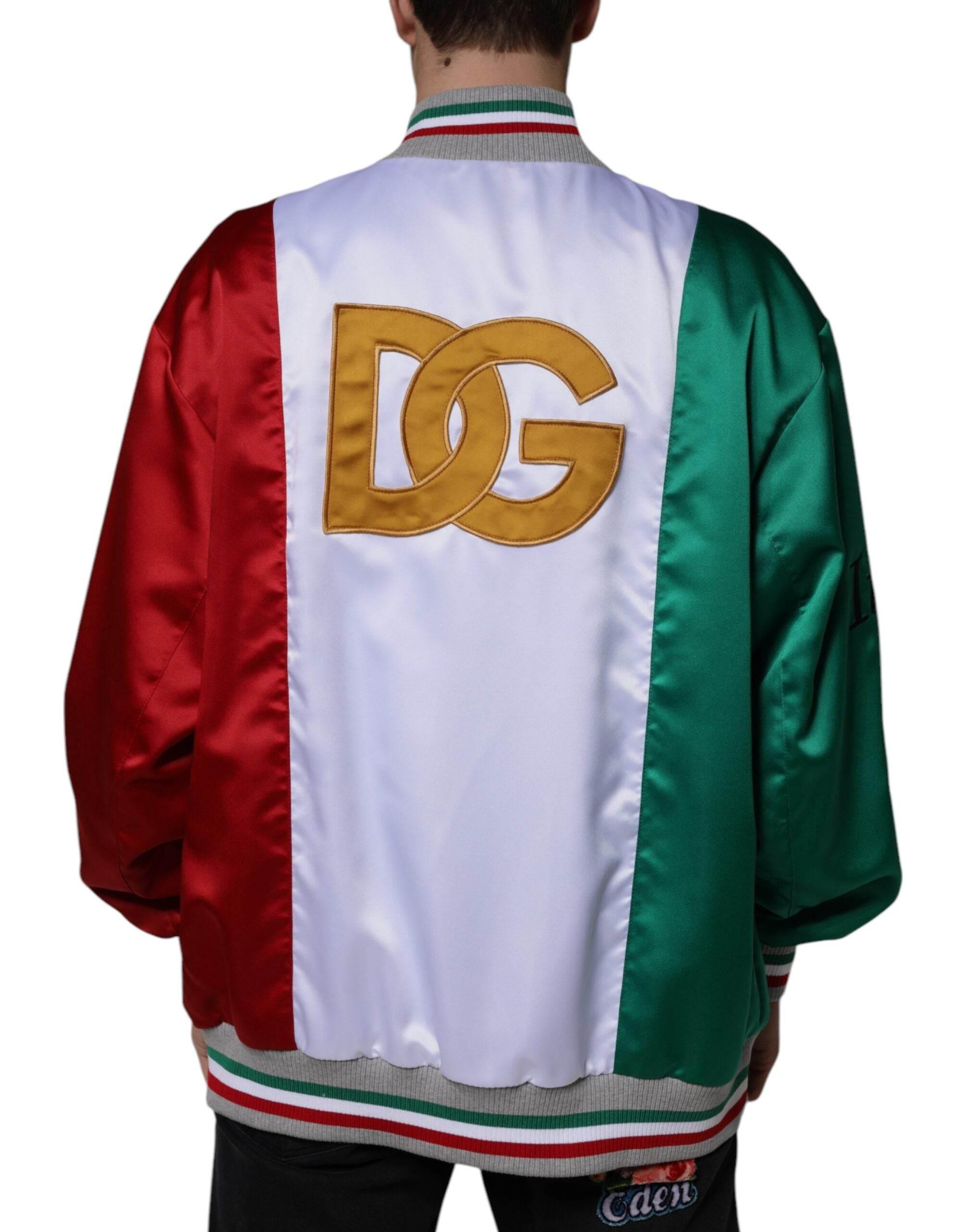 Dolce & Gabbana Multicolor Italia Button Down Bomber Jacket - Hilstor
