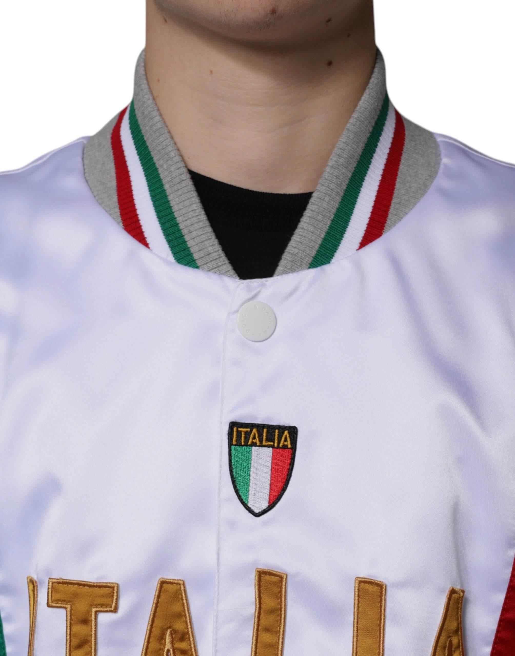Dolce & Gabbana Multicolor Italia Button Down Bomber Jacket - Hilstor