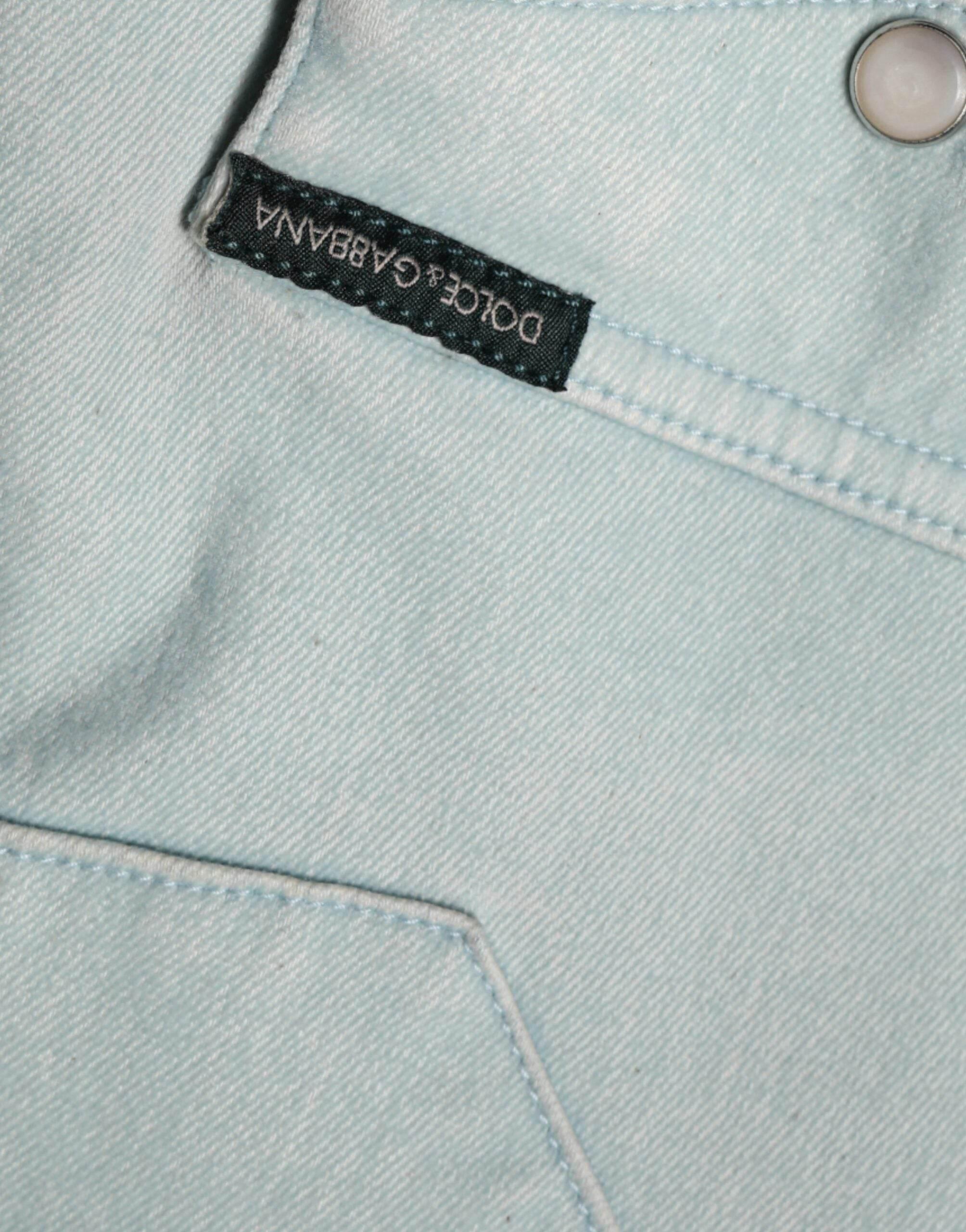 Dolce & Gabbana Light Blue Cotton Button Down Casual Shirt - Hilstor