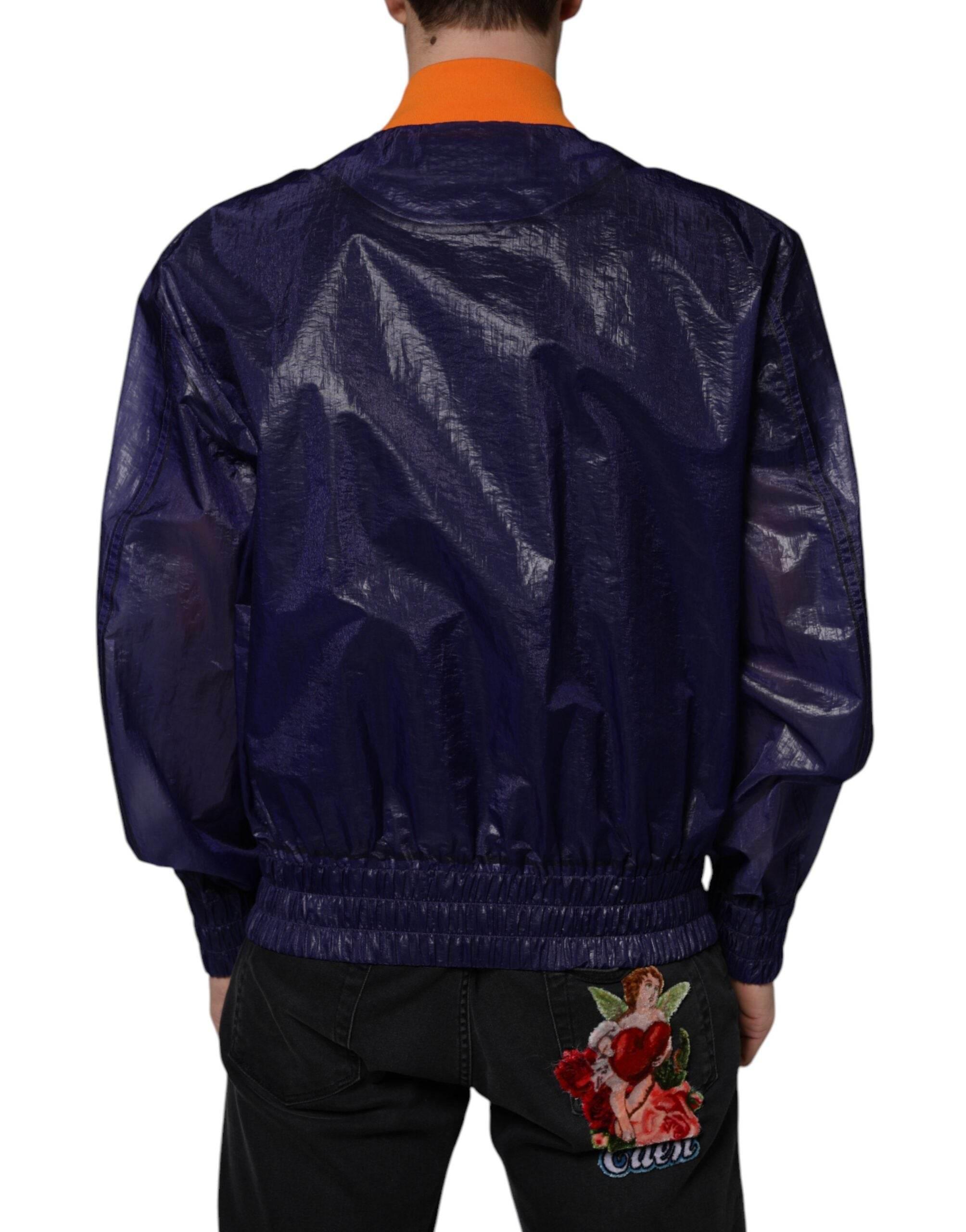 Dolce & Gabbana Blue Cotton Stretch Full Zip Bomber Jacket - Hilstor