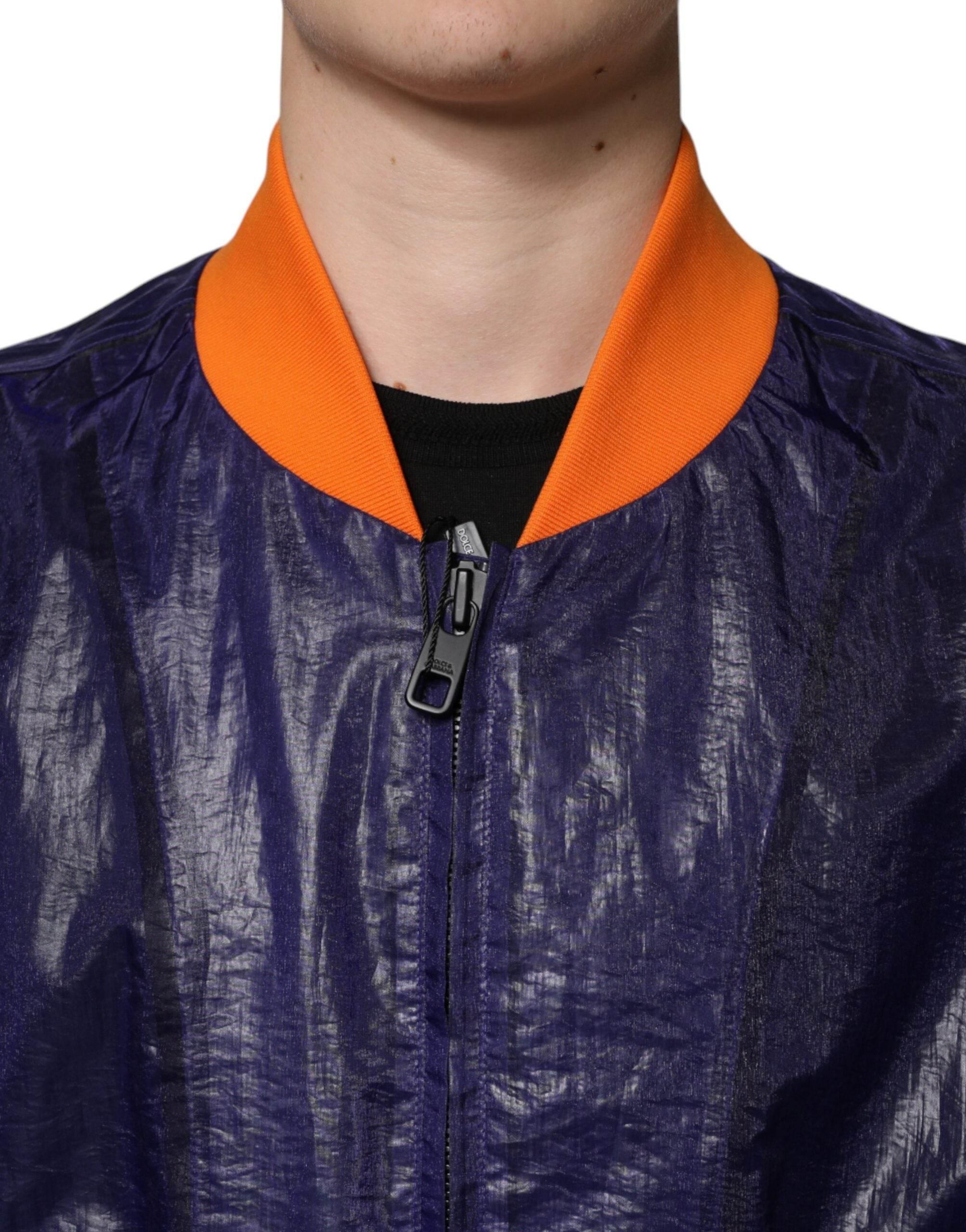 Dolce & Gabbana Blue Cotton Stretch Full Zip Bomber Jacket - Hilstor