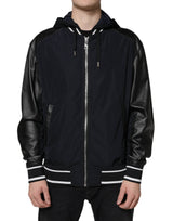 Dolce & Gabbana Black Hooded Full Zip Men Bomber Jacket - Hilstor