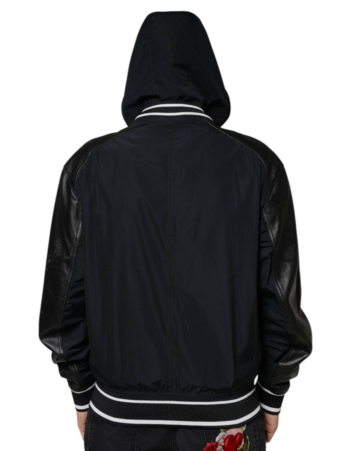Dolce & Gabbana Black Hooded Full Zip Men Bomber Jacket - Hilstor