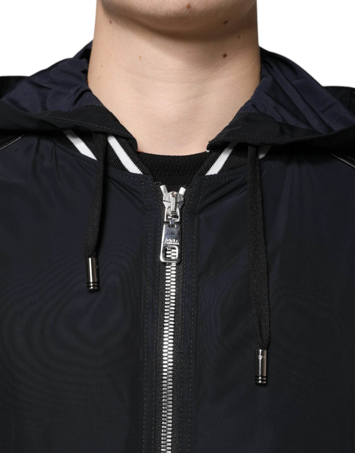 Dolce & Gabbana Black Hooded Full Zip Men Bomber Jacket - Hilstor
