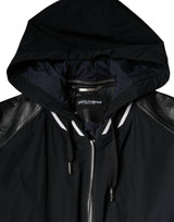 Dolce & Gabbana Black Hooded Full Zip Men Bomber Jacket - Hilstor