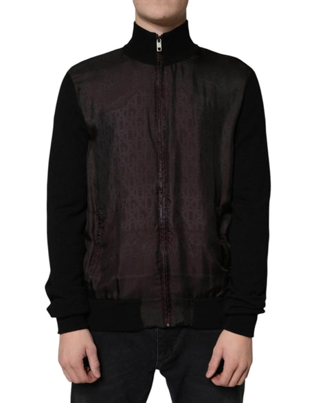 Dolce & Gabbana Black Logo Monogram Full Zip Bomber Jacket - Hilstor