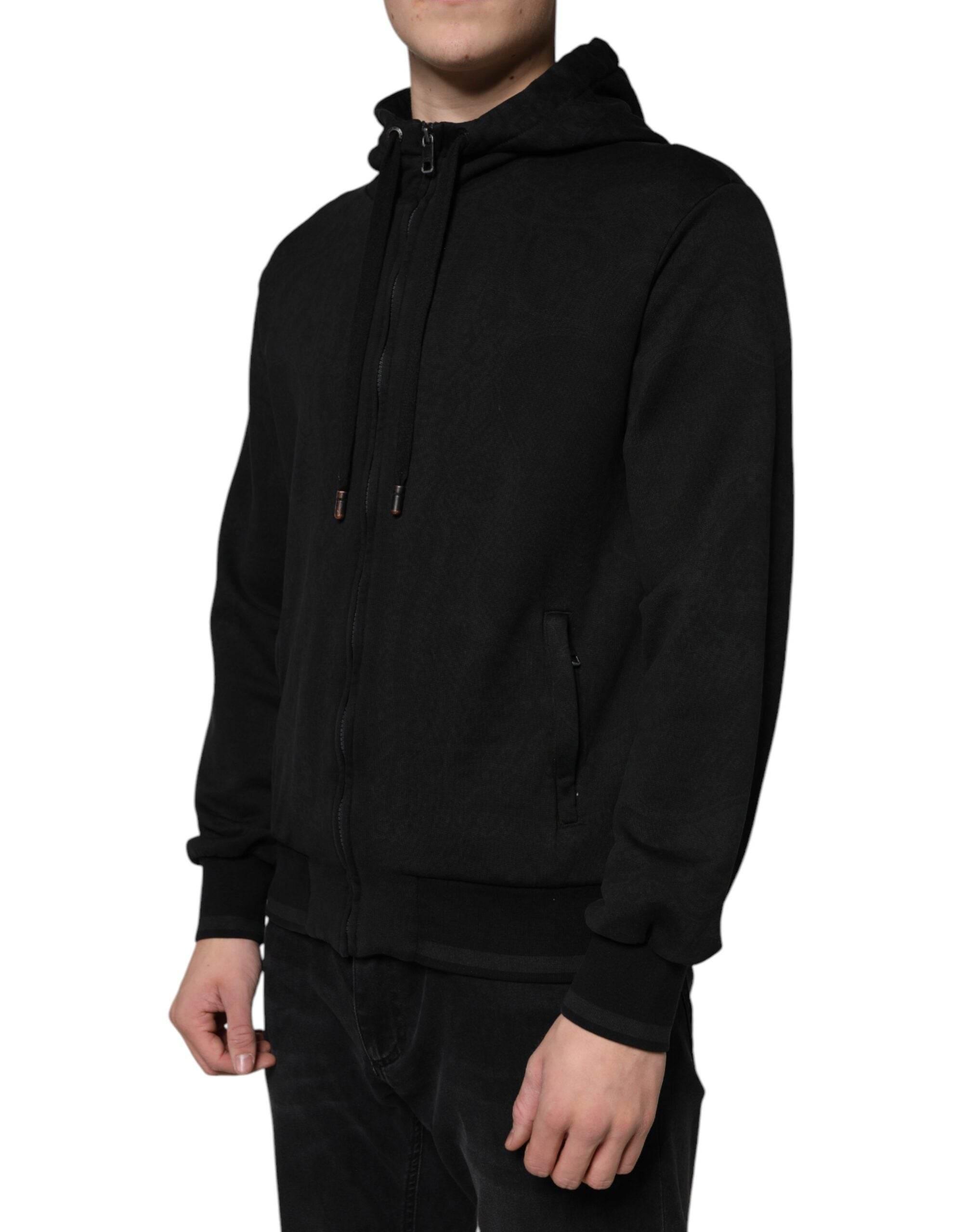 Dolce & Gabbana Black Cotton Full Zip Hooded Bomber Jacket - Hilstor