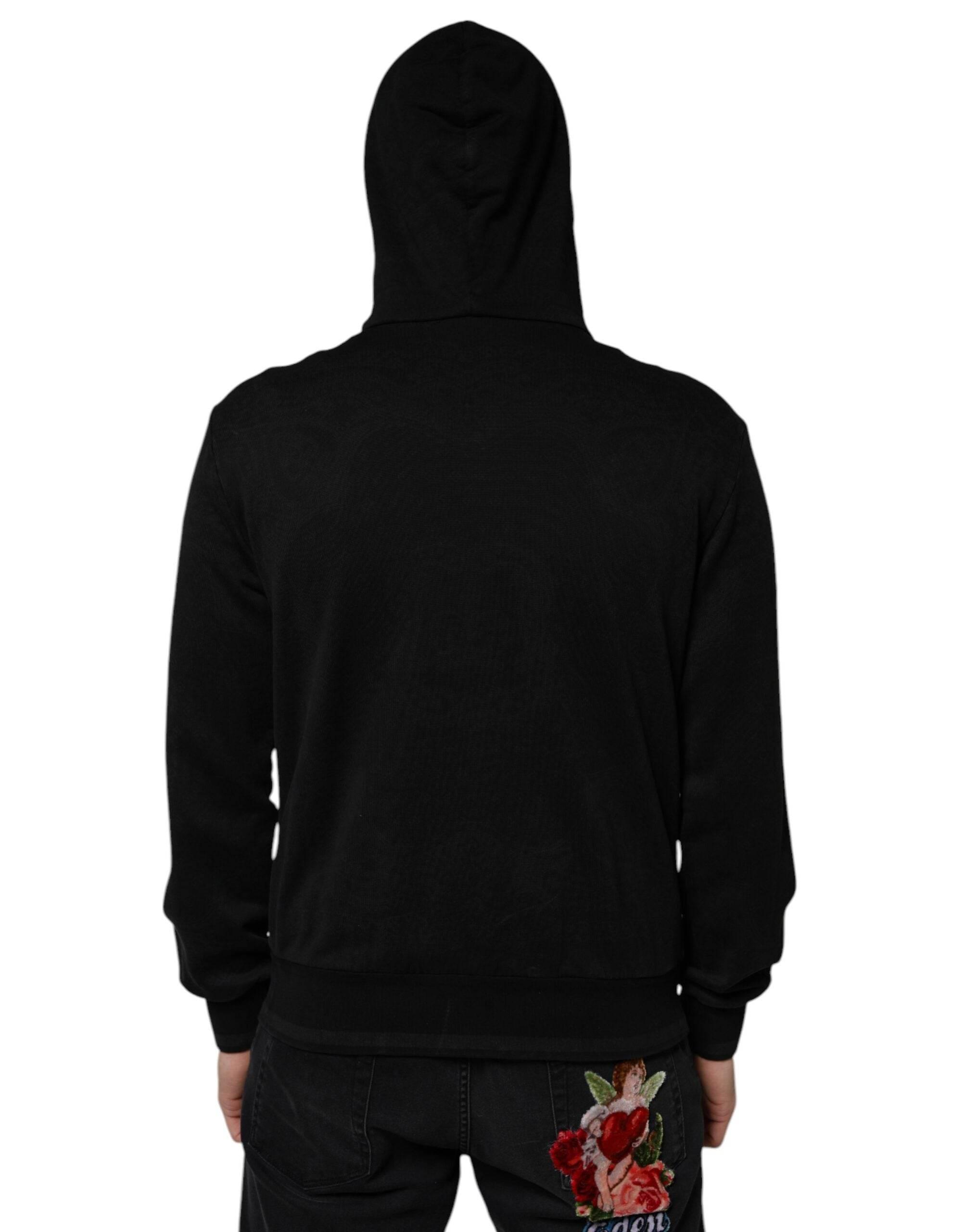Dolce & Gabbana Black Cotton Full Zip Hooded Bomber Jacket - Hilstor
