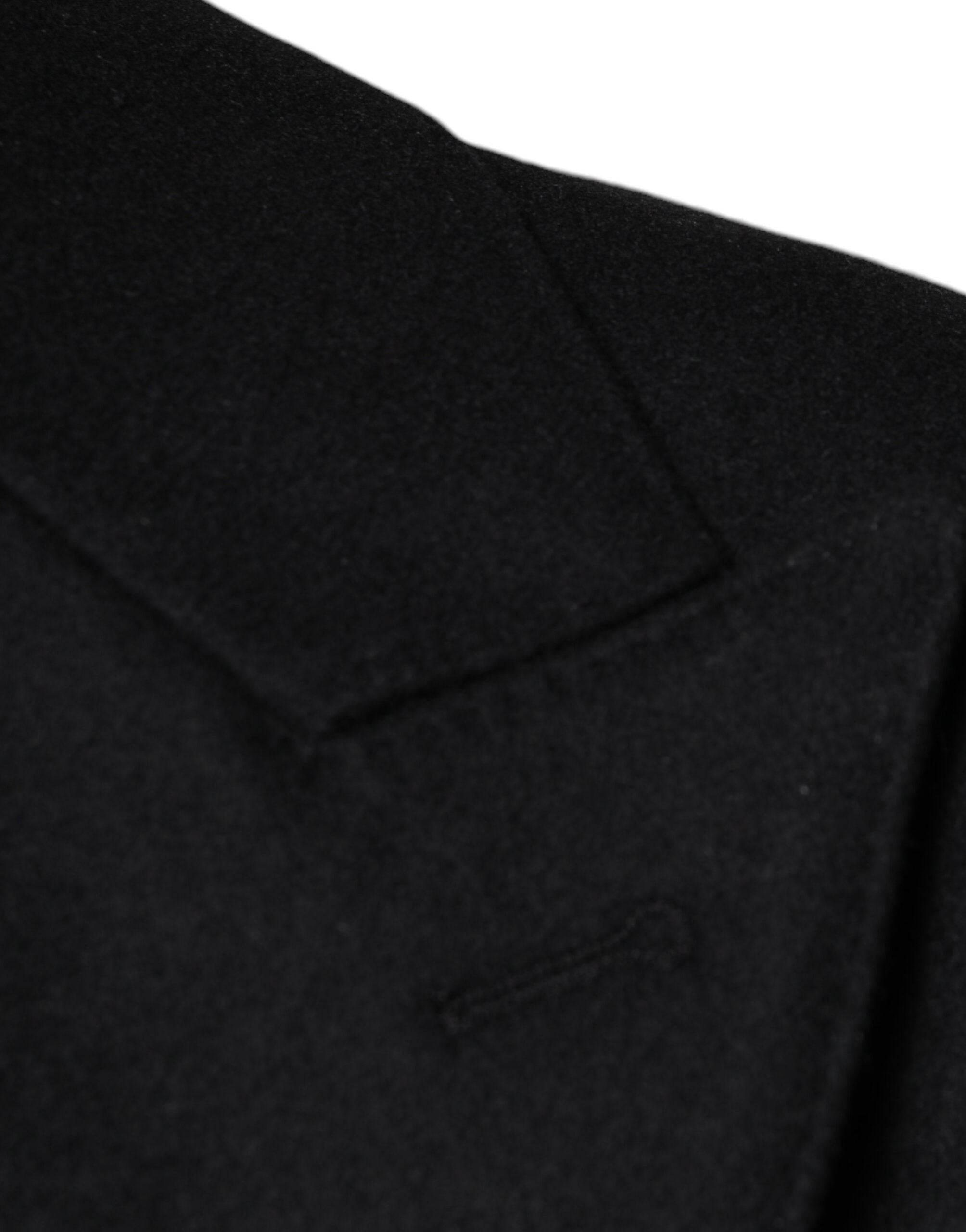 Dolce & Gabbana Black Wool Double Breasted Men Coat Jacket - Hilstor
