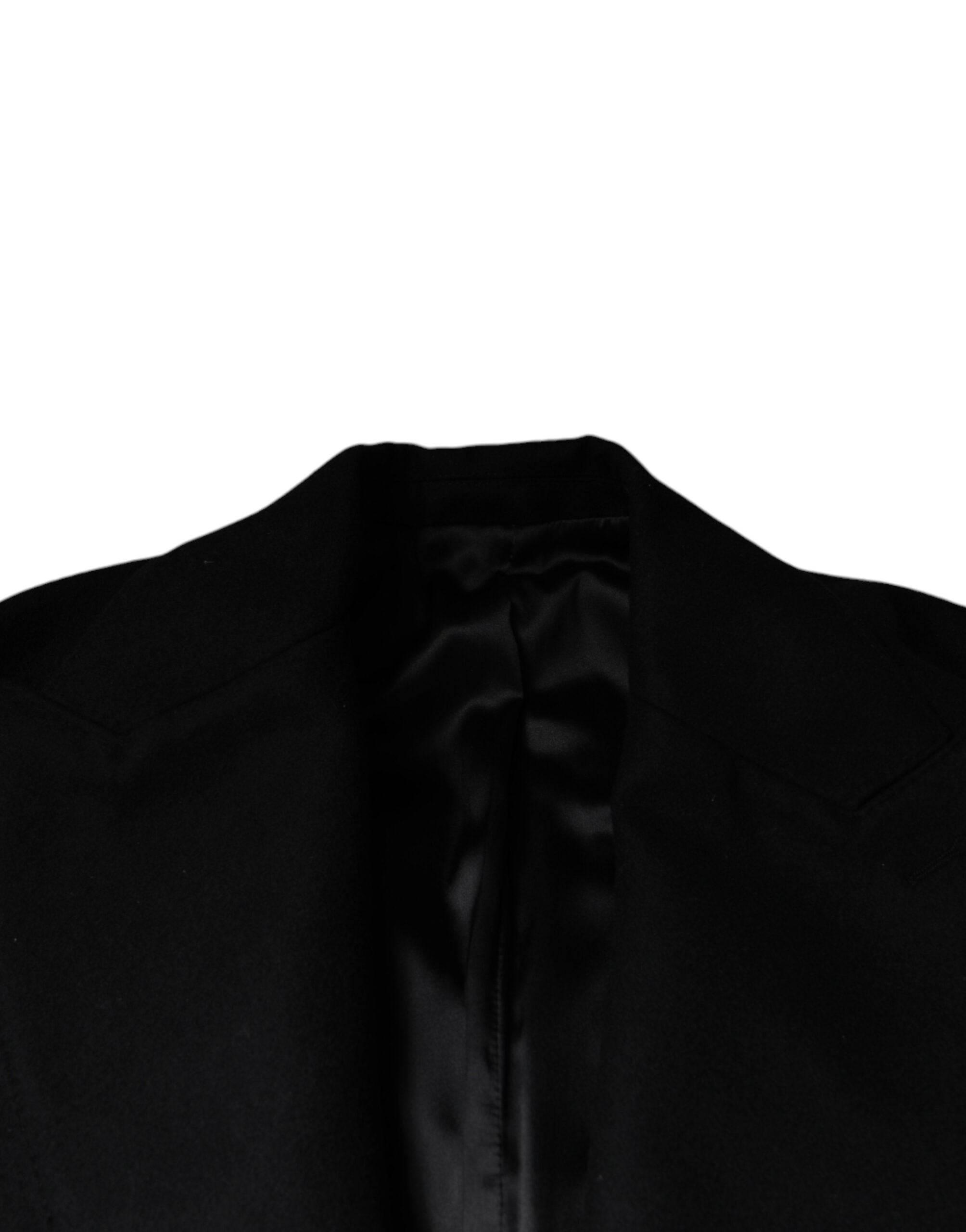 Dolce & Gabbana Black Wool Double Breasted Men Coat Jacket - Hilstor