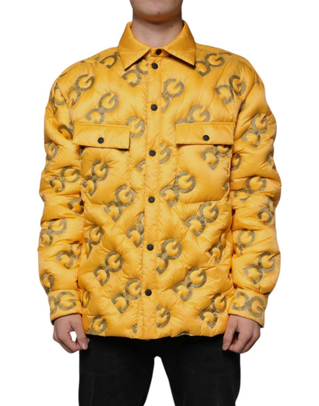 Dolce & Gabbana Yellow Logo Padded Buttoned Blouson Jacket - Hilstor