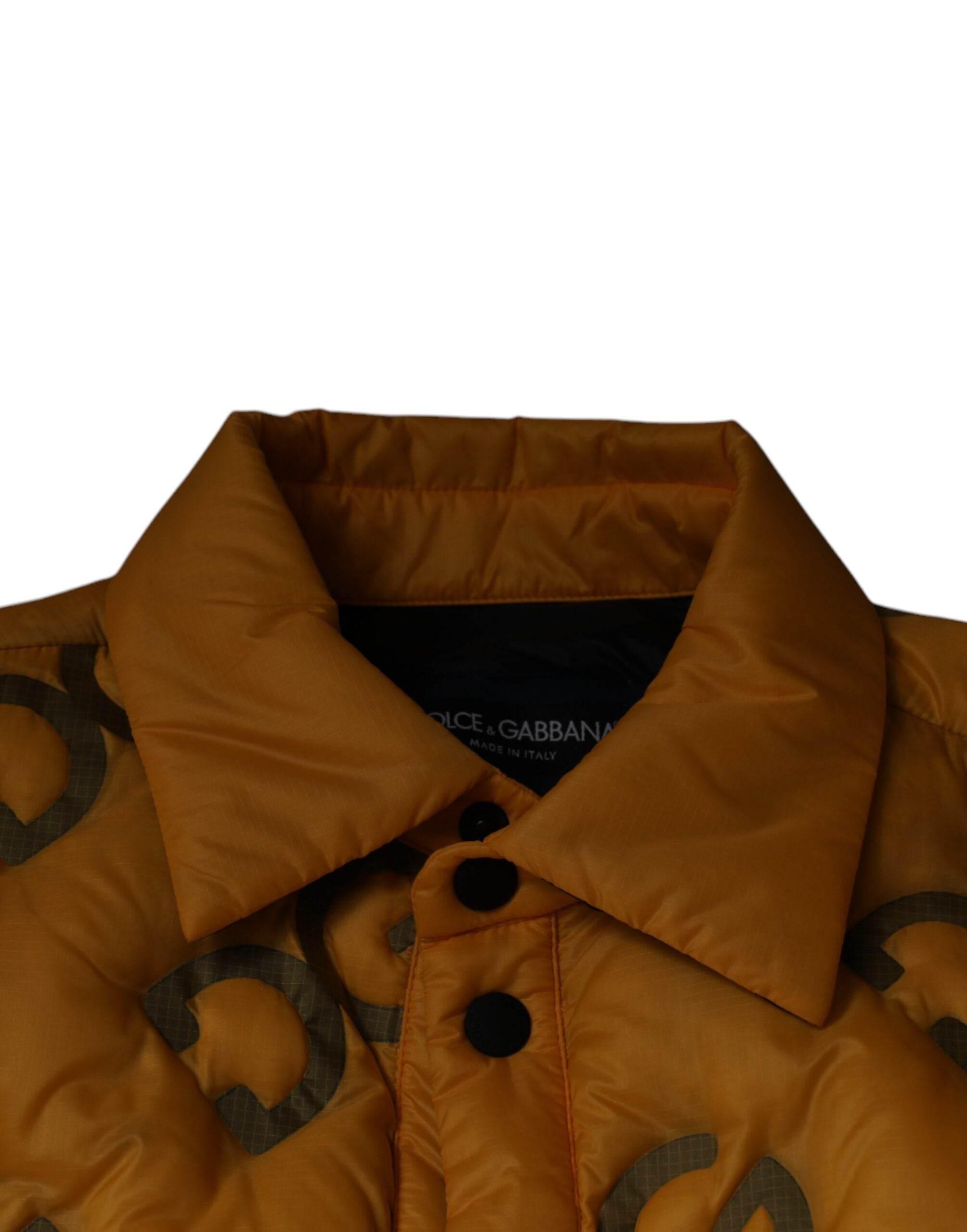 Dolce & Gabbana Yellow Logo Padded Buttoned Blouson Jacket - Hilstor