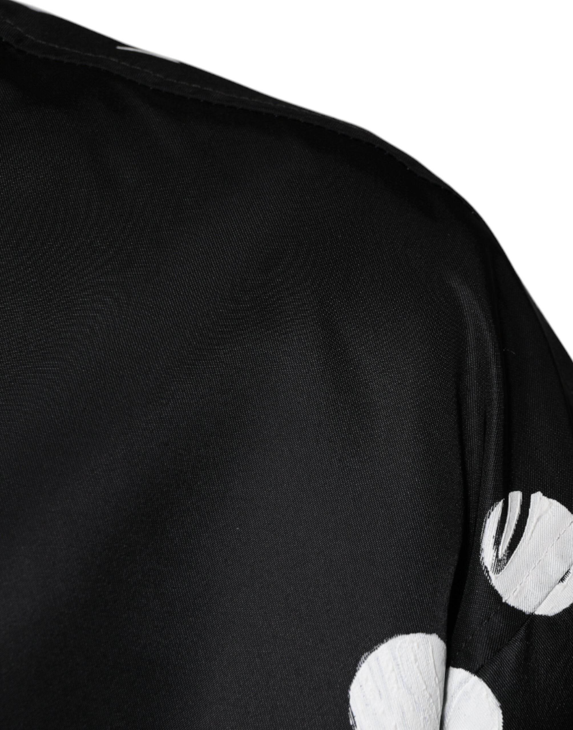 Dolce & Gabbana Black Polka Dot Stripe Nylon Bomber Jacket - Hilstor