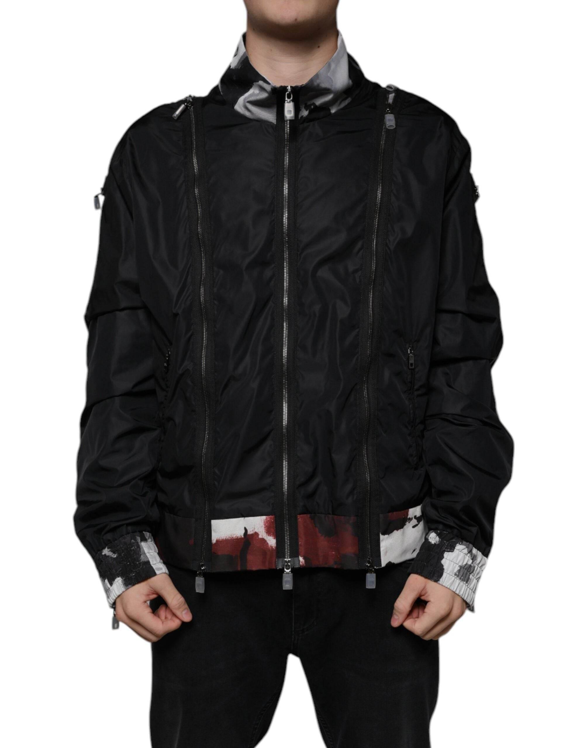 Dolce & Gabbana Black Nylon Full Zip Men Bomber Jacket - Hilstor