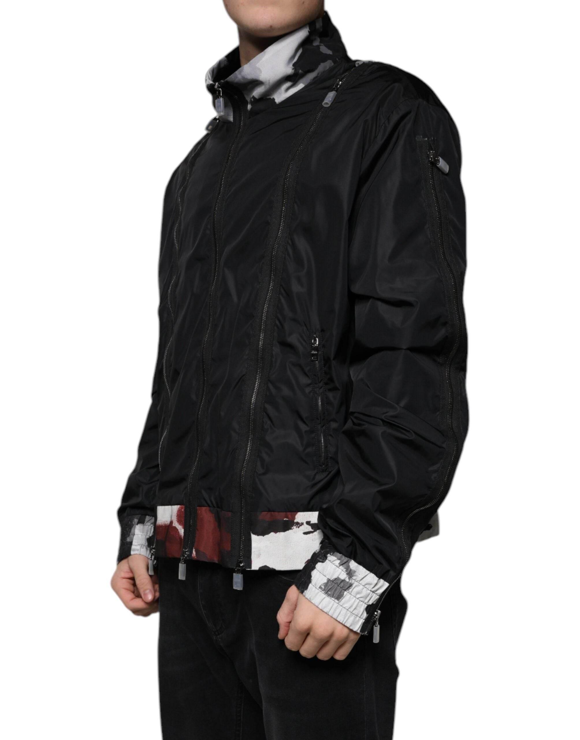 Dolce & Gabbana Black Nylon Full Zip Men Bomber Jacket - Hilstor