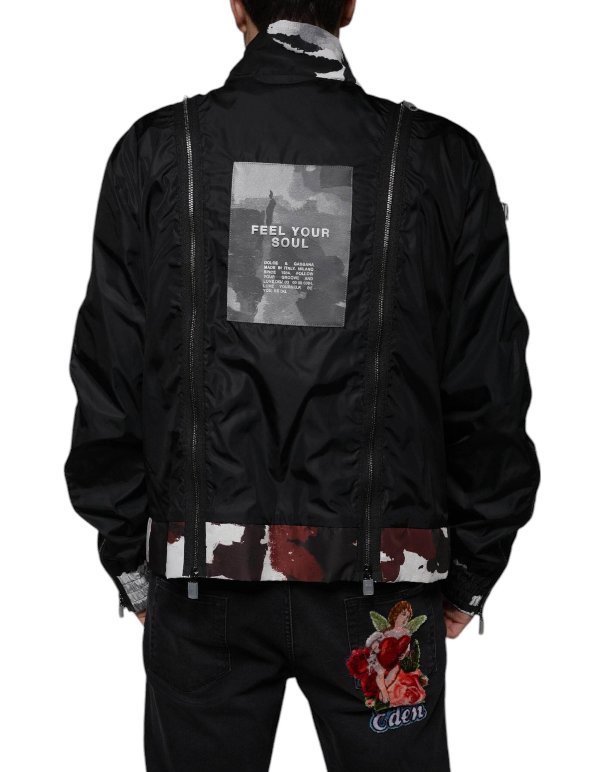 Dolce & Gabbana Black Nylon Full Zip Men Bomber Jacket - Hilstor