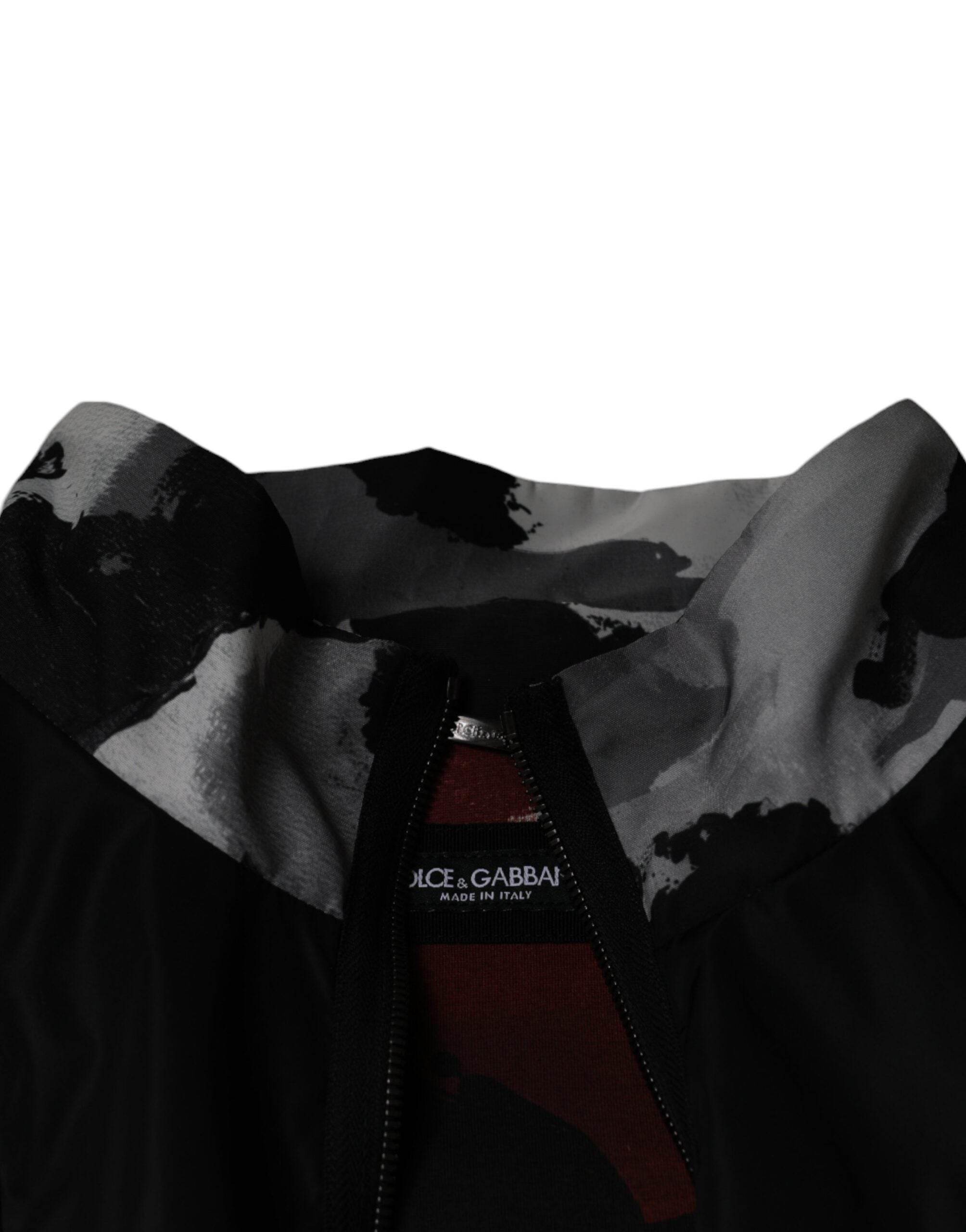 Dolce & Gabbana Black Nylon Full Zip Men Bomber Jacket - Hilstor