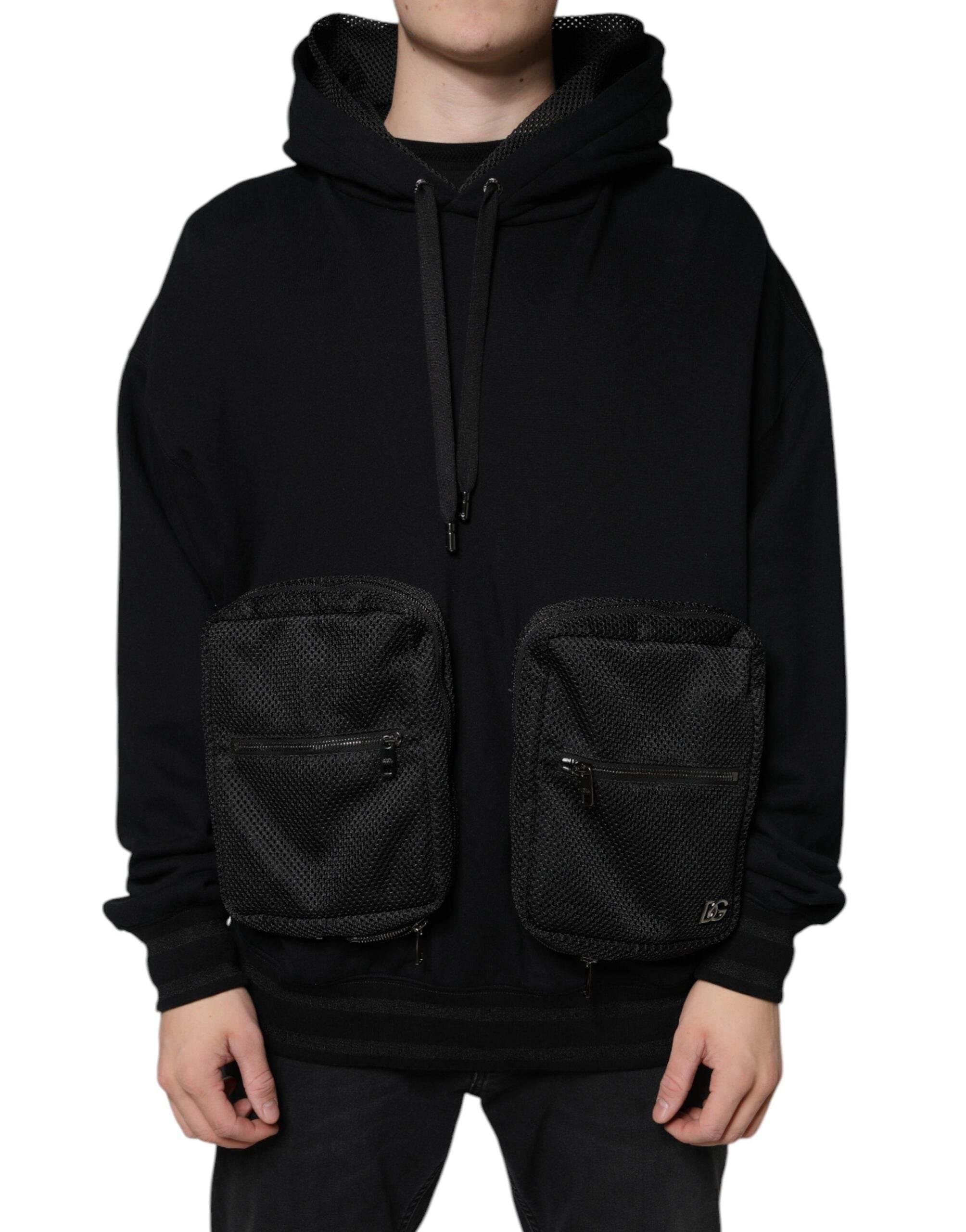 Dolce & Gabbana Black Hooded Pullover Men Sweatshirt Sweater - Hilstor
