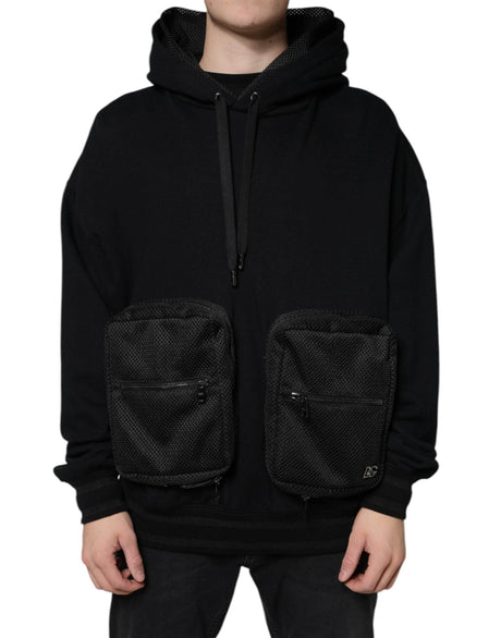 Dolce & Gabbana Black Hooded Pullover Men Sweatshirt Sweater - Hilstor