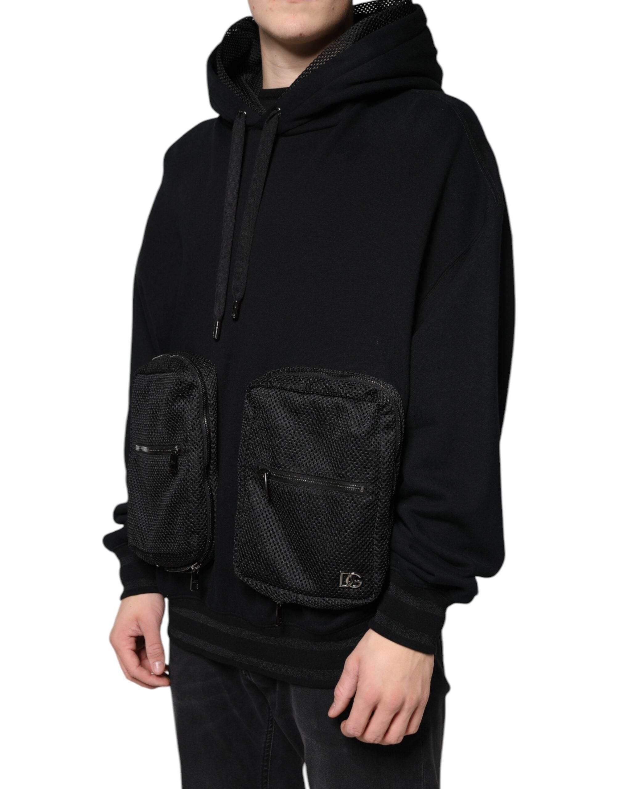 Dolce & Gabbana Black Hooded Pullover Men Sweatshirt Sweater - Hilstor