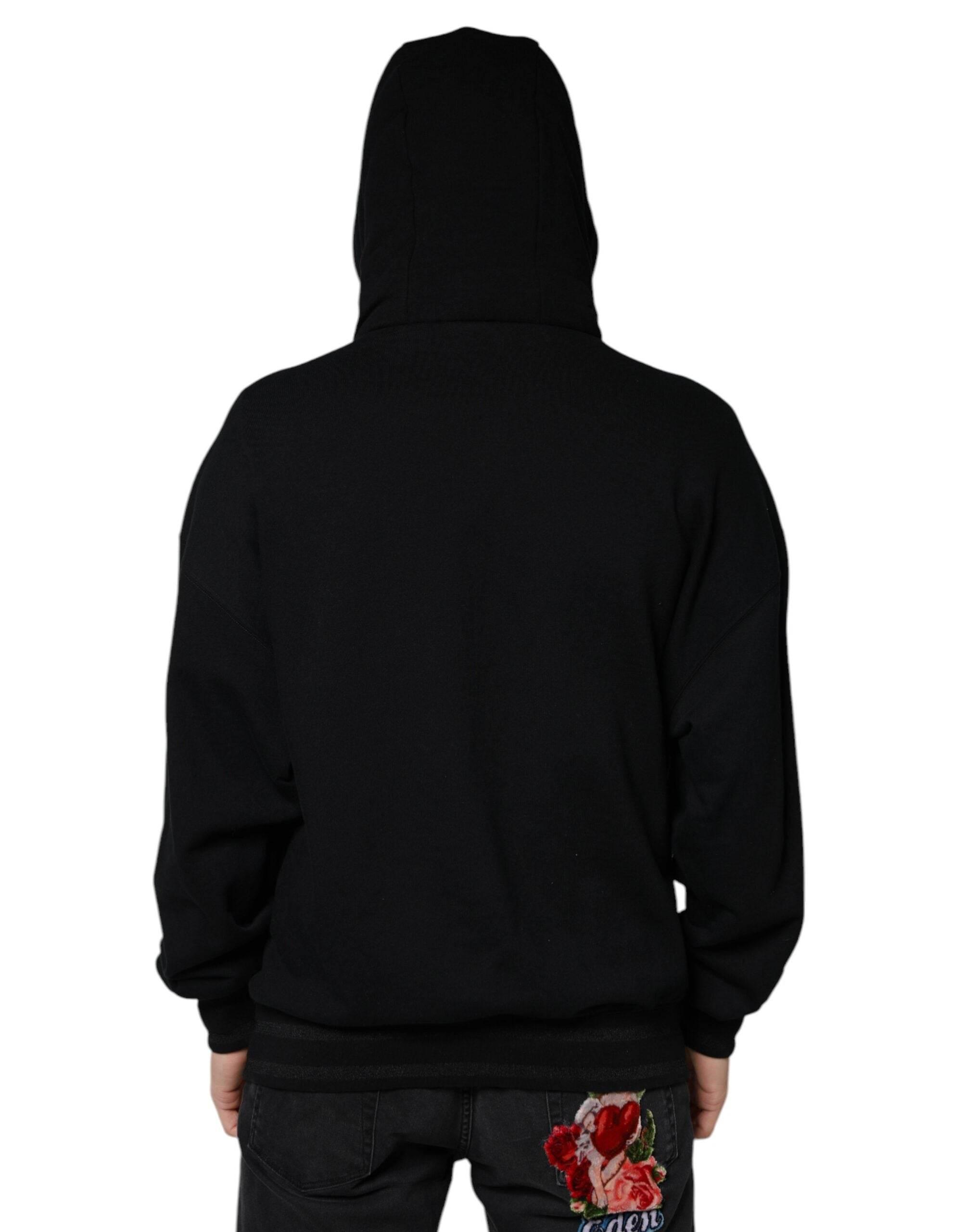 Dolce & Gabbana Black Hooded Pullover Men Sweatshirt Sweater - Hilstor