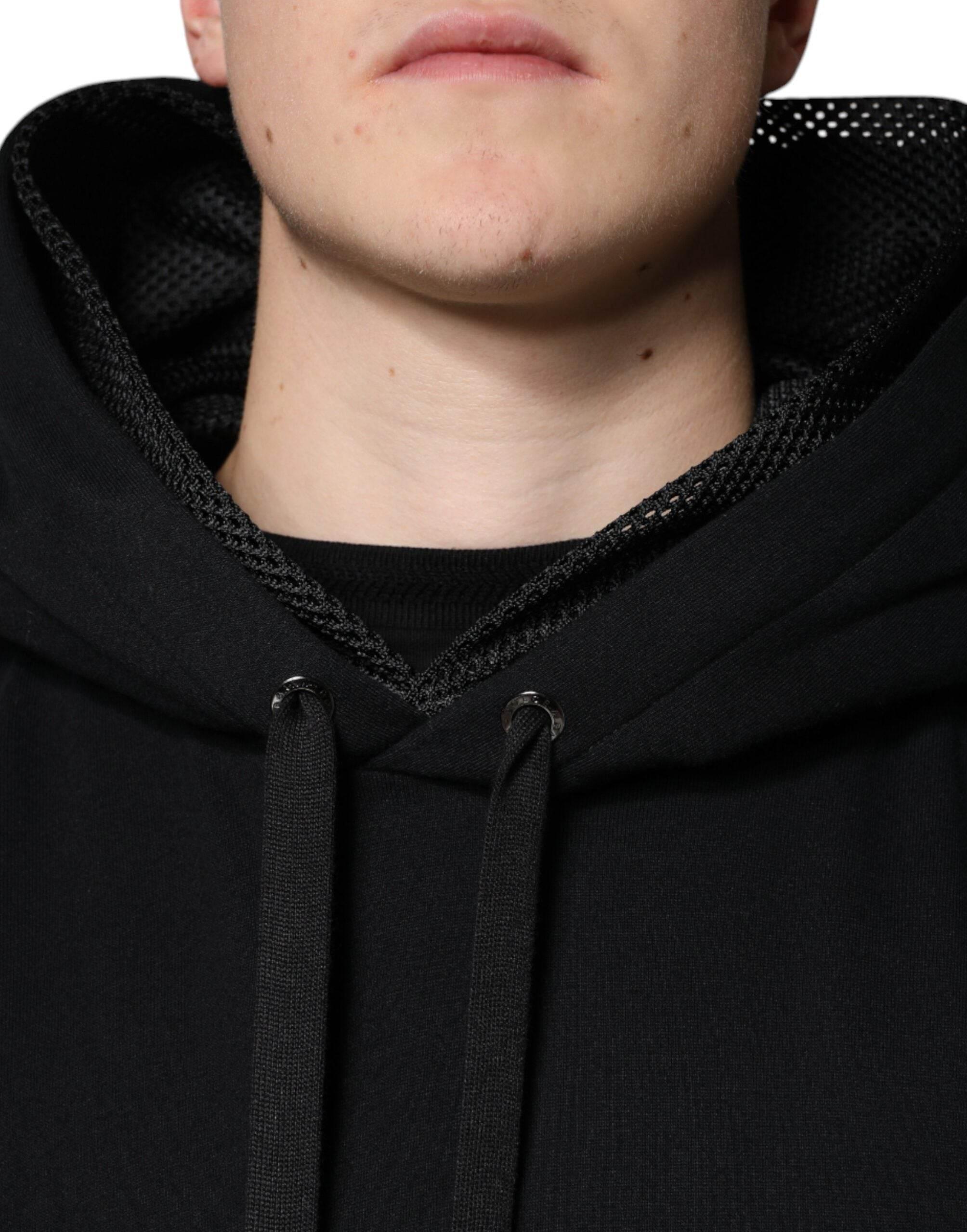 Dolce & Gabbana Black Hooded Pullover Men Sweatshirt Sweater - Hilstor