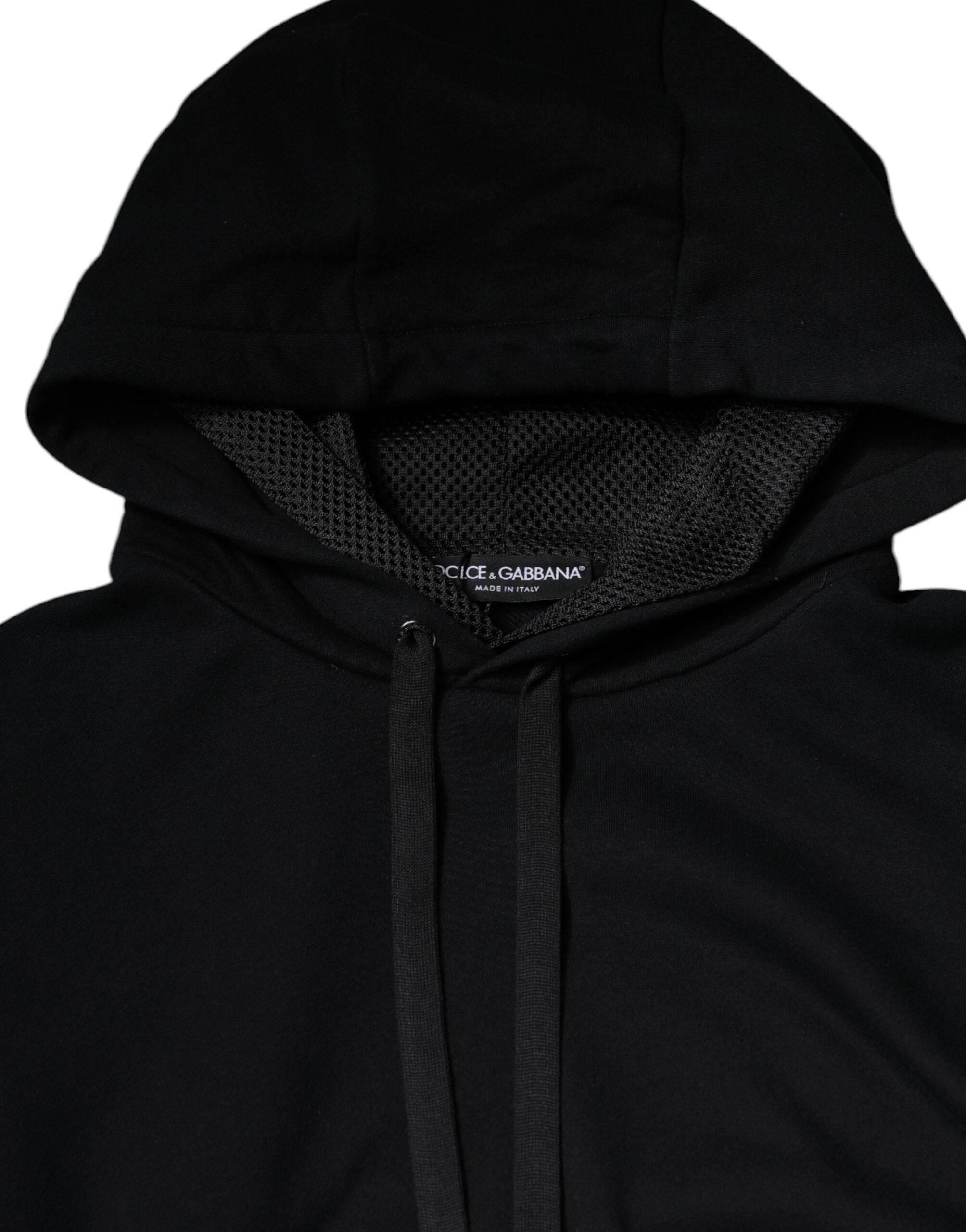 Dolce & Gabbana Black Hooded Pullover Men Sweatshirt Sweater - Hilstor