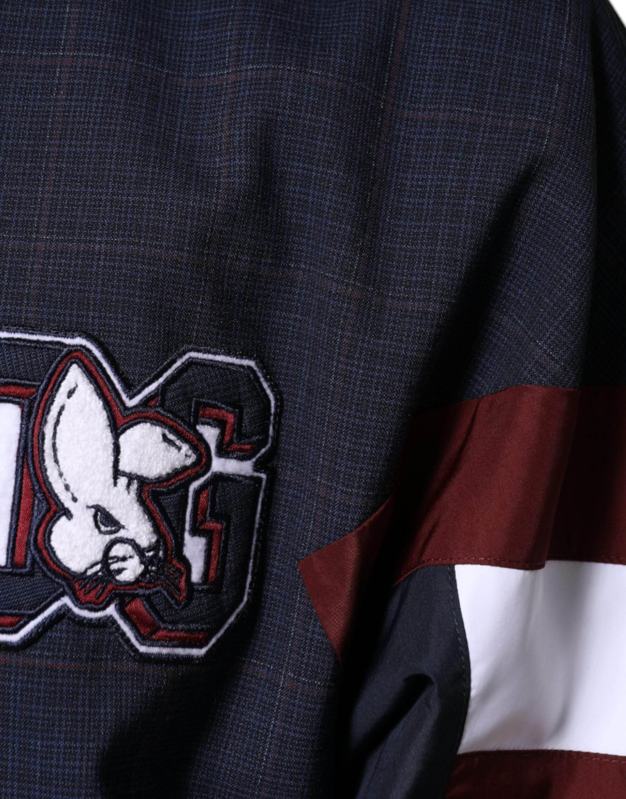 Dolce & Gabbana Blue Logo Full Zip Hooded Men Bomber Jacket - Hilstor