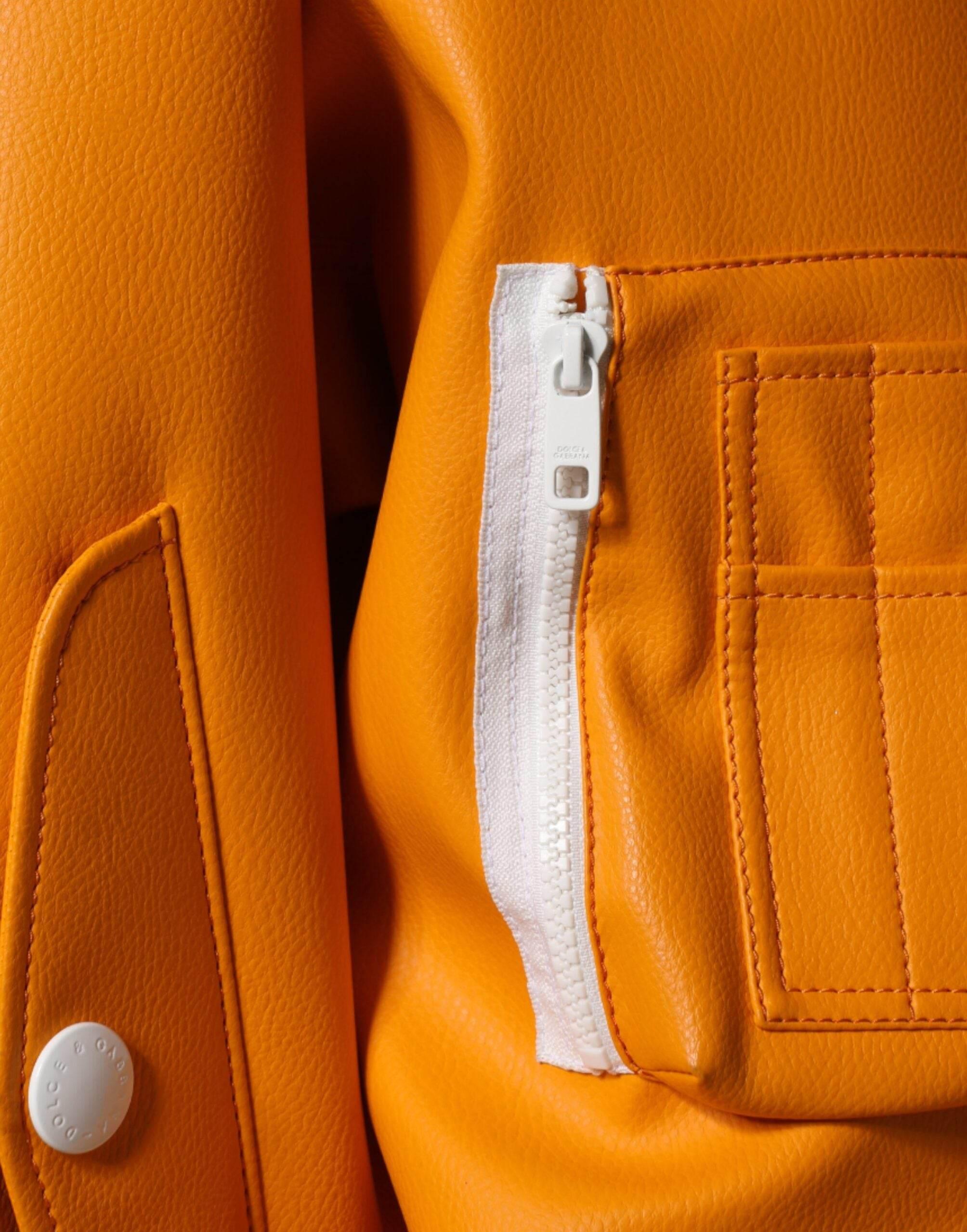 Dolce & Gabbana Orange White Full Zip Jersey Bomber Jacket - Hilstor