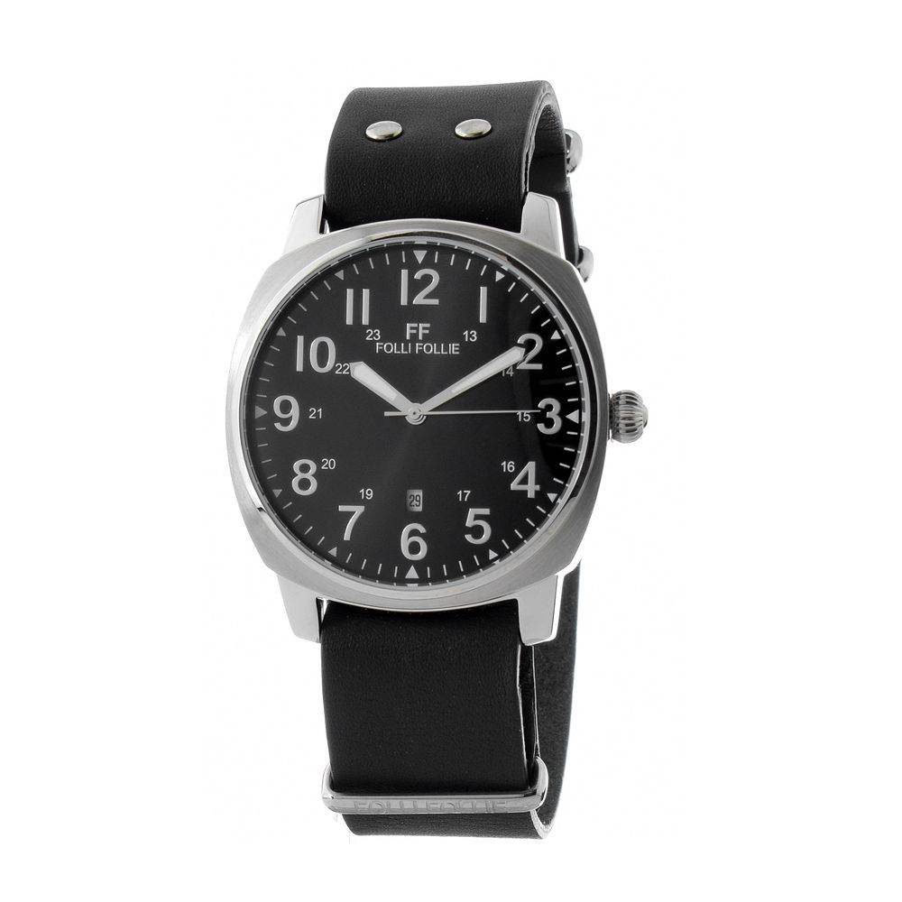 Folli Follie Black Leather Watch - Hilstor