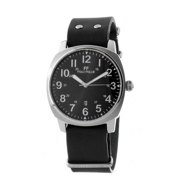 Folli Follie Black Leather Watch - Hilstor