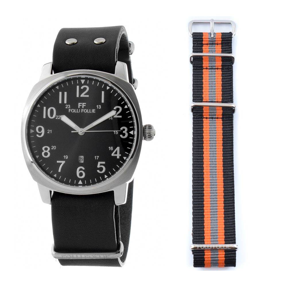 Folli Follie Black Leather Watch - Hilstor