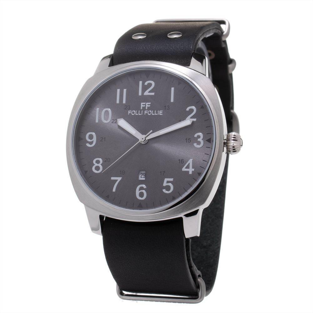Folli Follie Black Leather Watch - Hilstor
