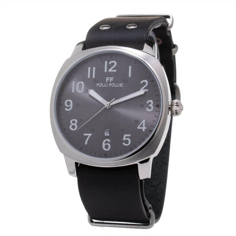 Folli Follie Black Leather Watch - Hilstor