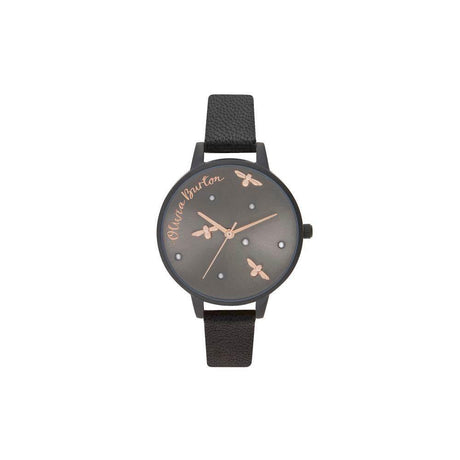 Olivia Burton Black Leather Watch - Hilstor