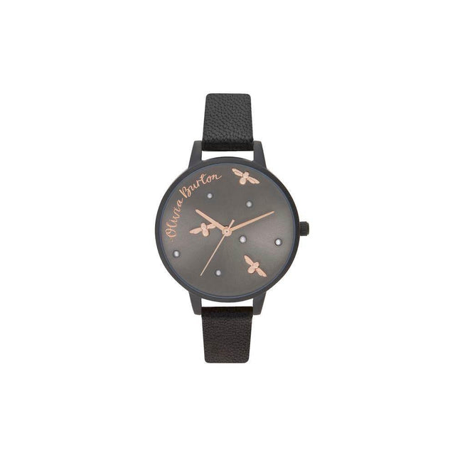 Olivia Burton Black Leather Watch - Hilstor