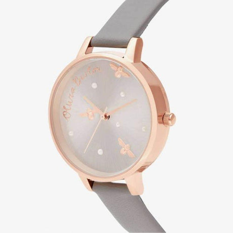 Olivia Burton Gray Leather Leather Watch - Hilstor