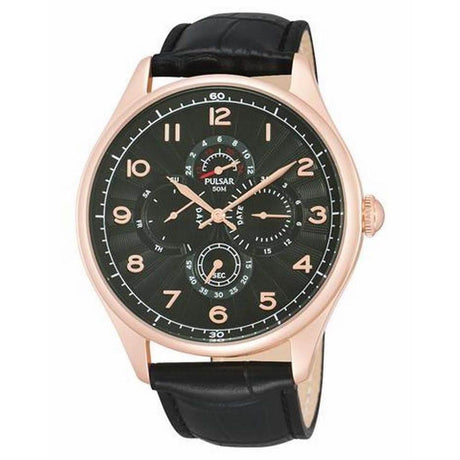 Pulsar Black Leather Watch - Hilstor