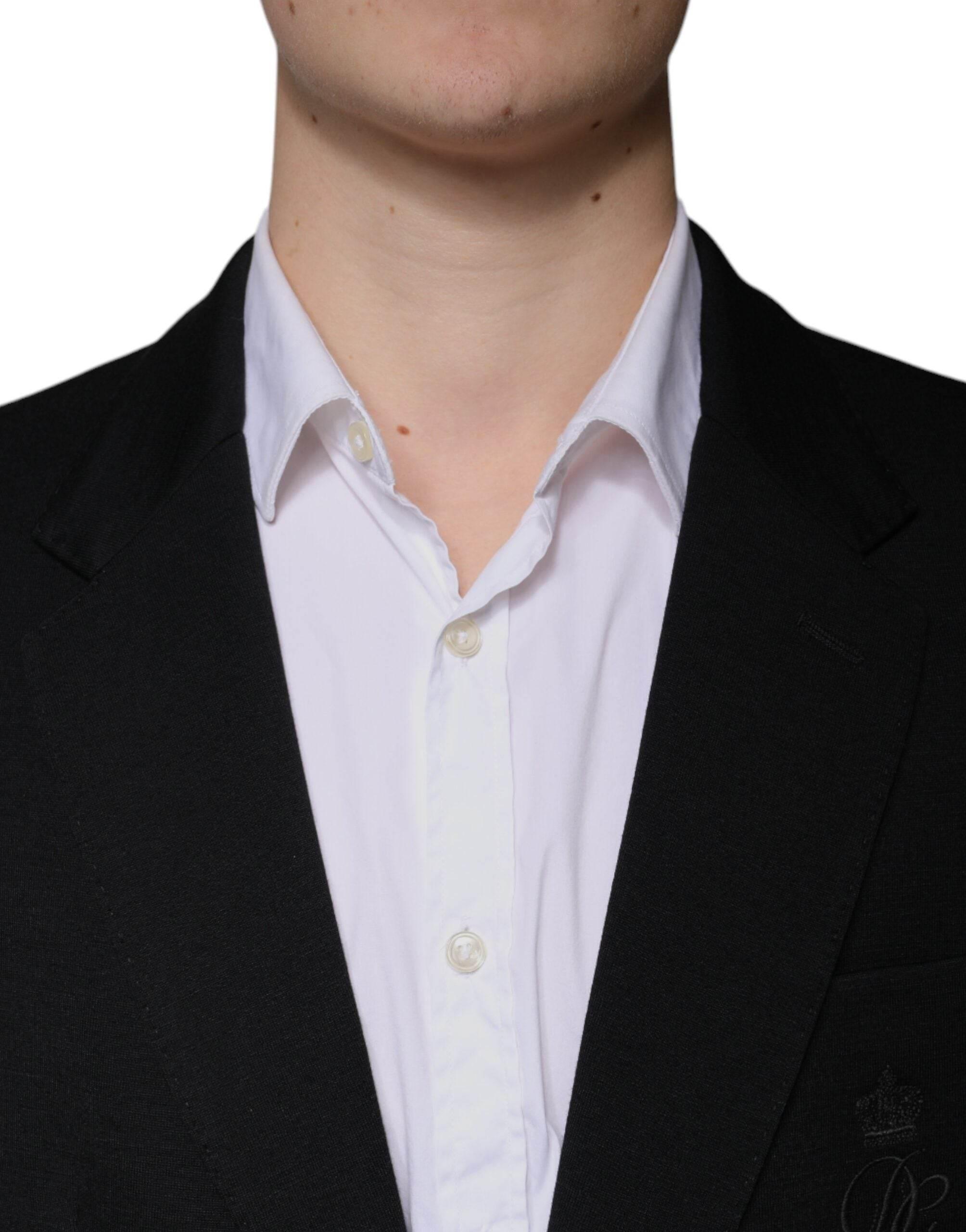 Dolce & Gabbana Black Wool Single Breasted Formal Blazer - Hilstor