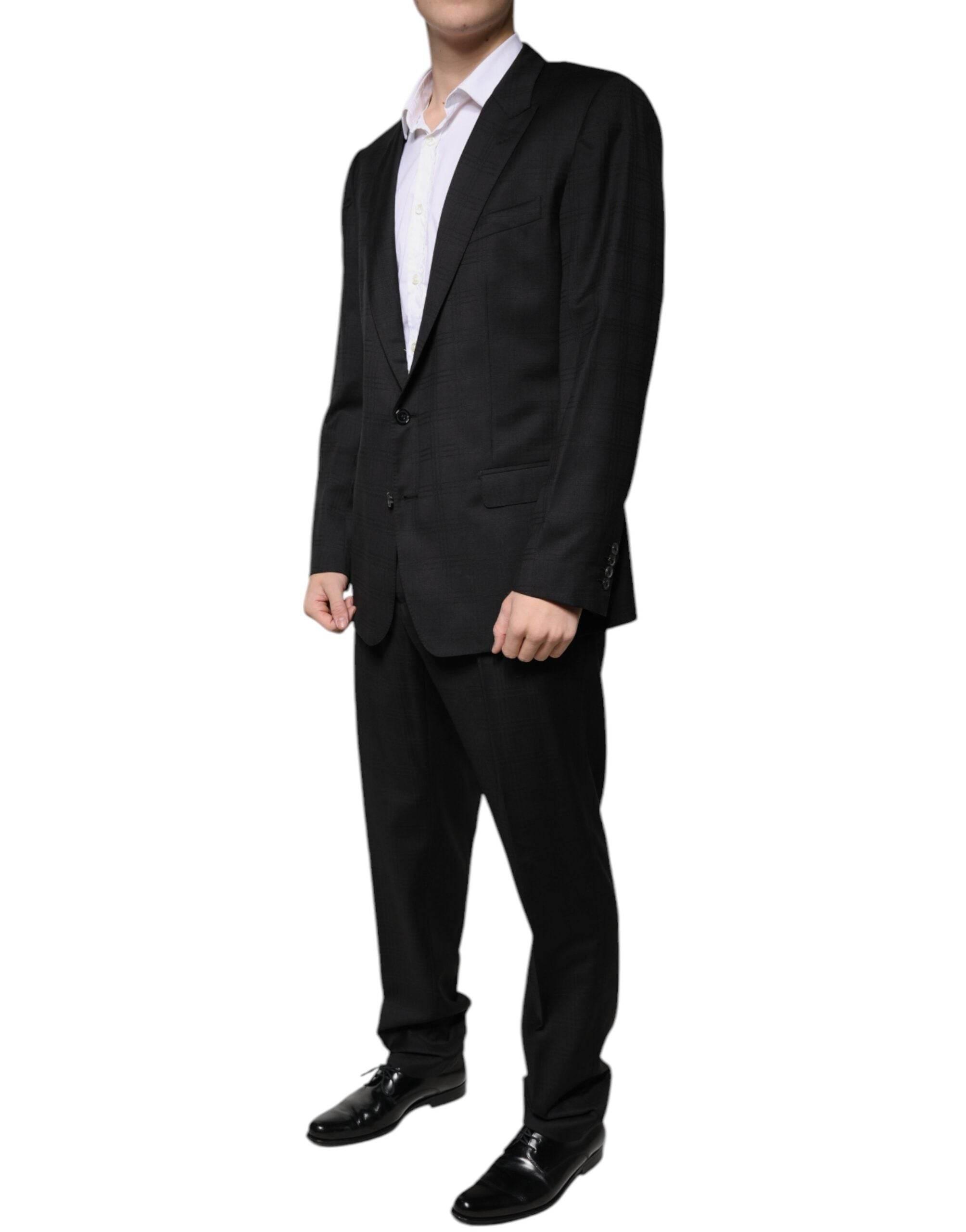 Dolce & Gabbana Black Wool Single Breasted Formal Suit - Hilstor