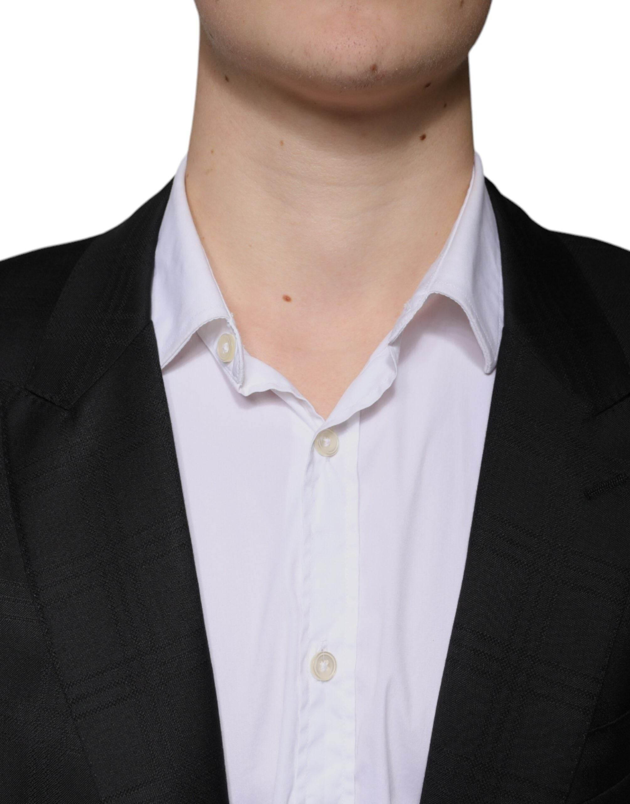 Dolce & Gabbana Black Wool Single Breasted Formal Suit - Hilstor