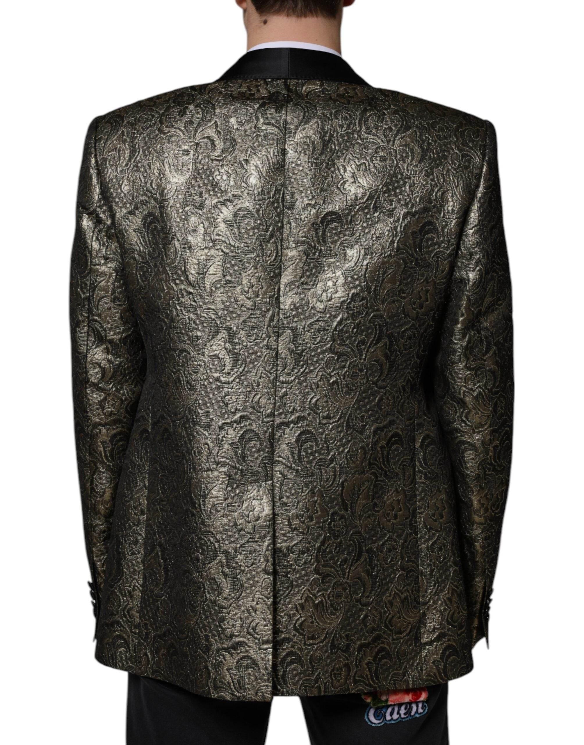 Dolce & Gabbana Gold SICILIA Jacquard Single Breasted Coat Blazer - Hilstor