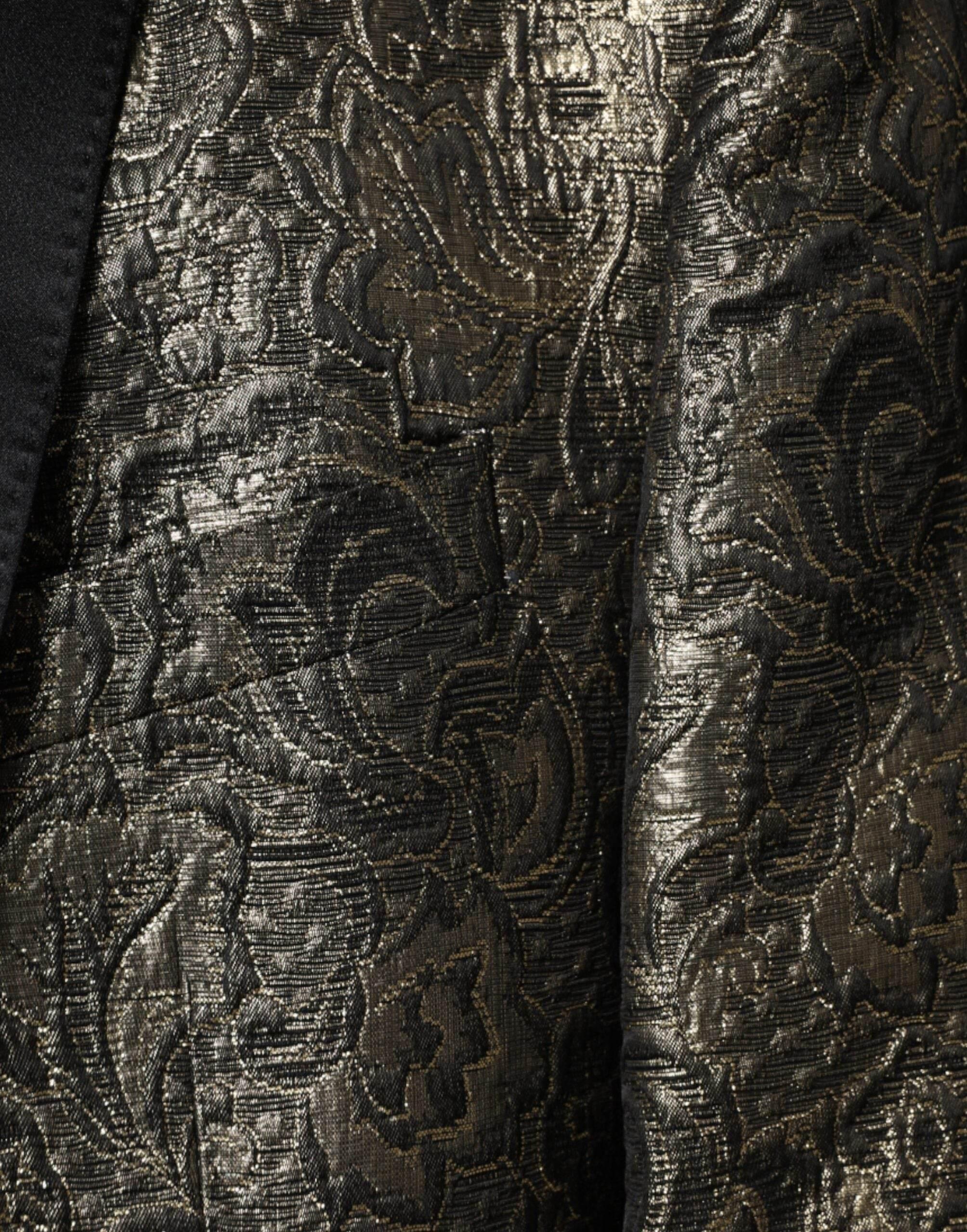 Dolce & Gabbana Gold SICILIA Jacquard Single Breasted Coat Blazer - Hilstor
