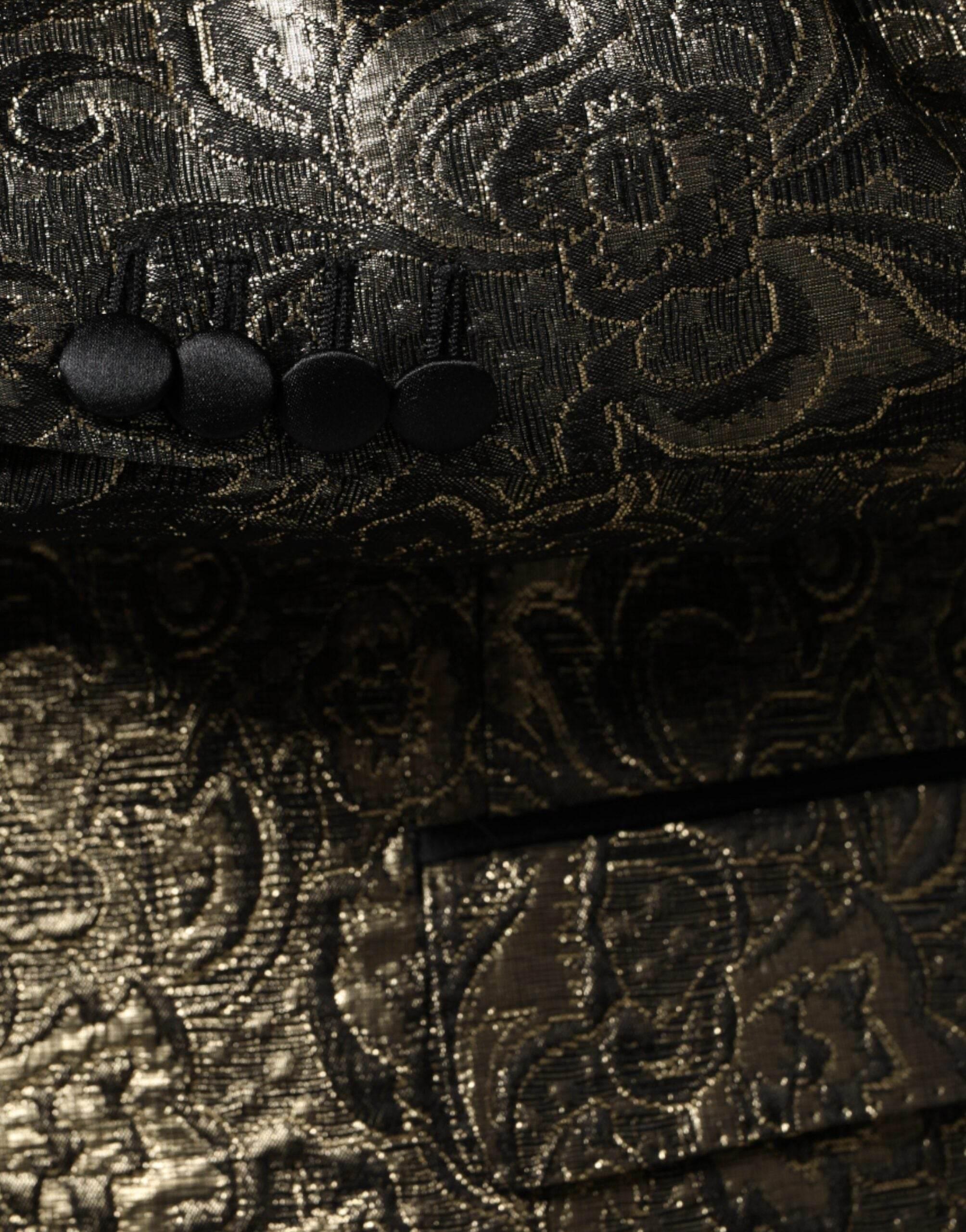 Dolce & Gabbana Gold SICILIA Jacquard Single Breasted Coat Blazer - Hilstor