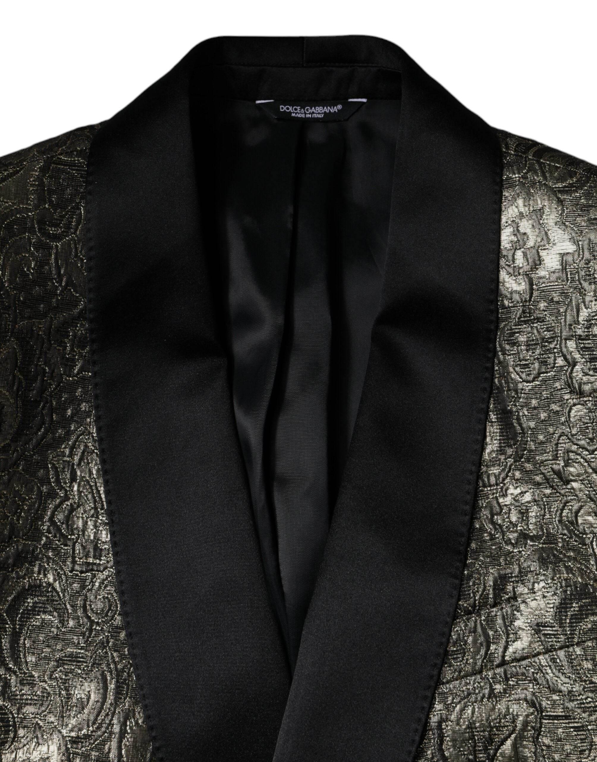 Dolce & Gabbana Gold SICILIA Jacquard Single Breasted Coat Blazer - Hilstor