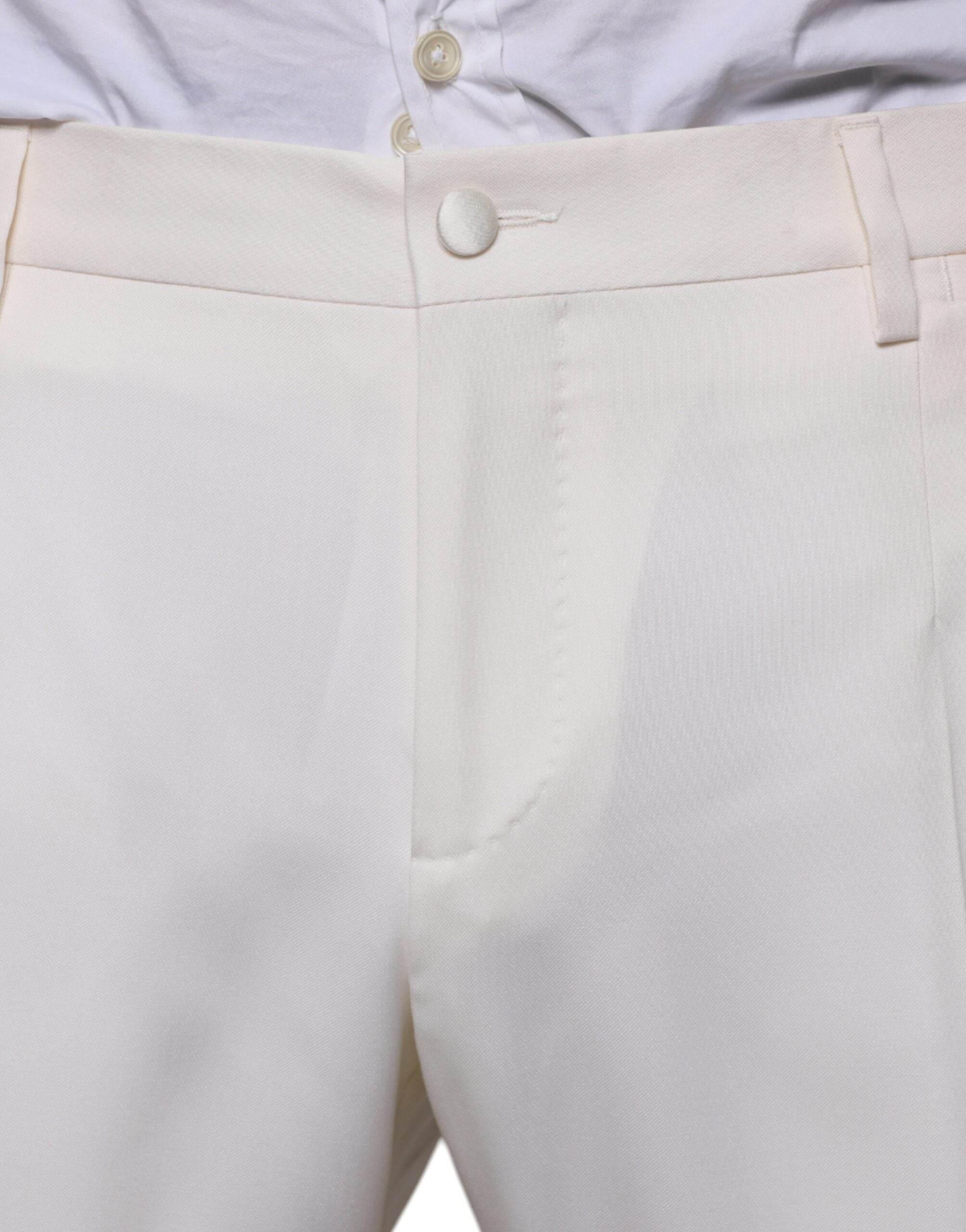 Dolce & Gabbana White Wool Silk 3 Piece SlimFit Formal Suit - Hilstor