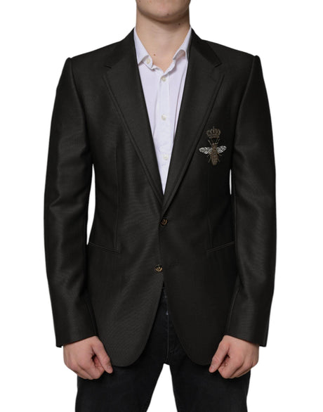 Dolce & Gabbana Blazer Brown Green Bee Wool Jacket Coat - Hilstor