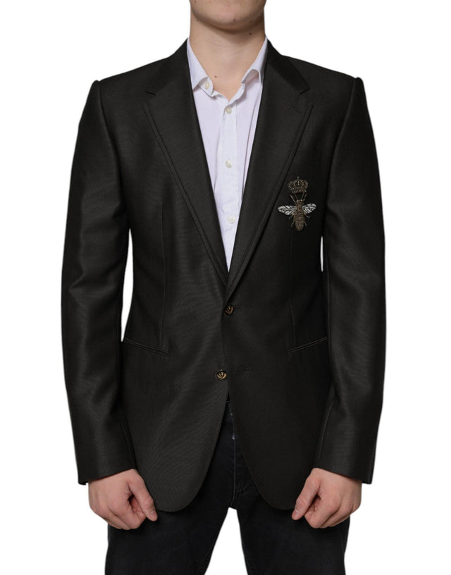 Dolce & Gabbana Blazer Brown Green Bee Wool Jacket Coat - Hilstor