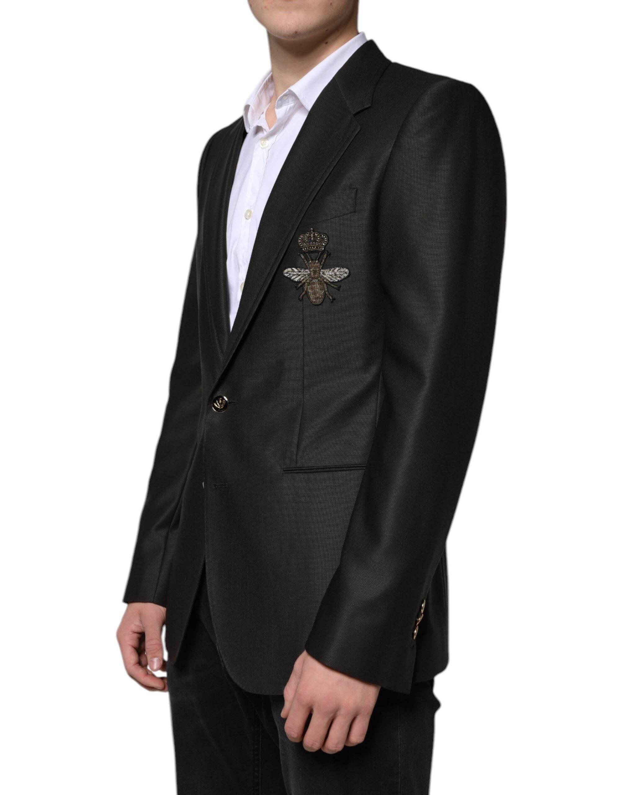 Dolce & Gabbana Blazer Brown Green Bee Wool Jacket Coat - Hilstor